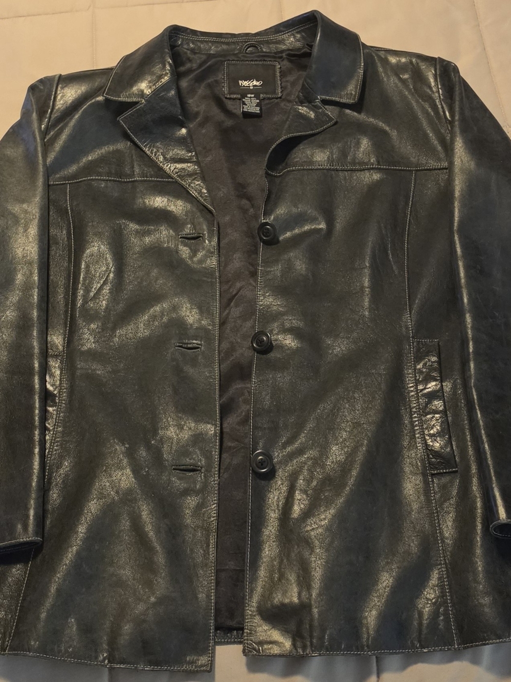 Mossimo Supply Co. Black Leather Button-Front Jacket